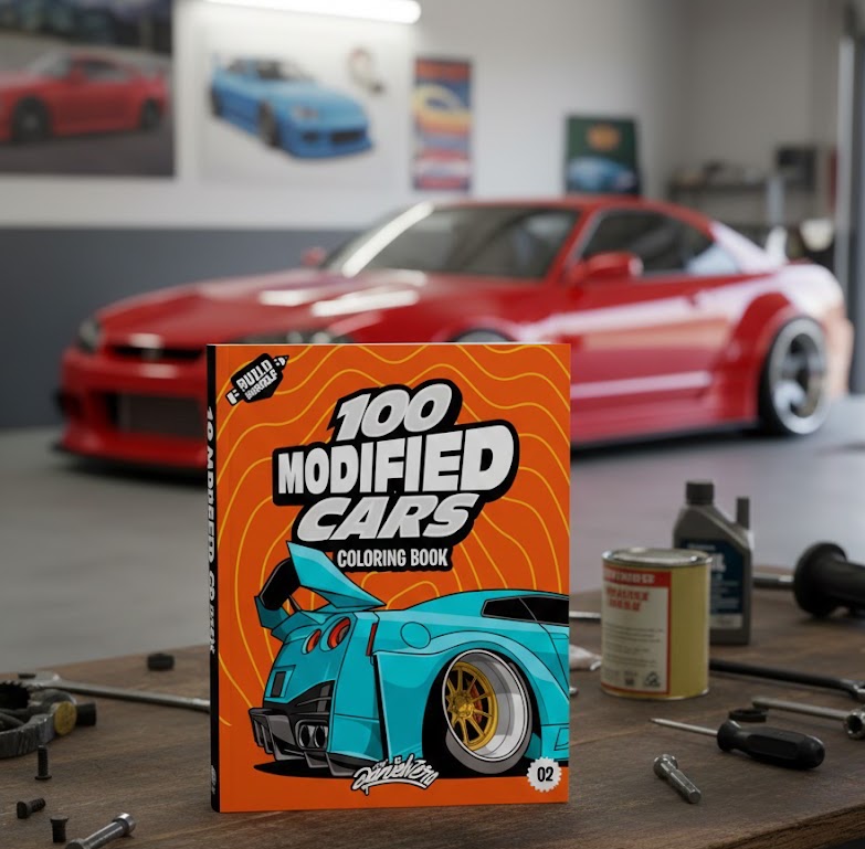 100 Modified Cars Coloring Book (50% OFF)